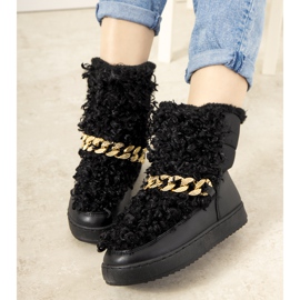 Fekete hócsizma bundával a Montmina márkától 2