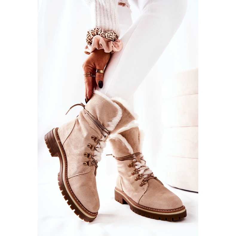 Boots Warm Trappers Beige Nelby bézs 2