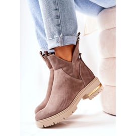 PA2 Meleg csizma vágott Cappucino Tanya-val bézs 1