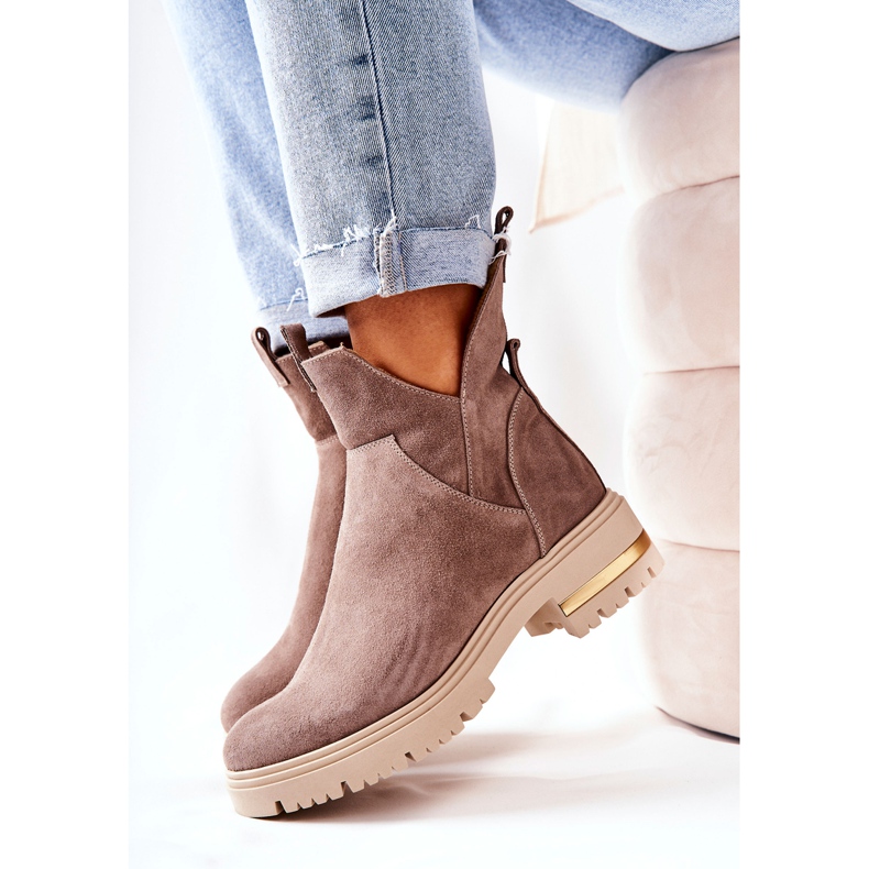 PA2 Meleg csizma vágott Cappucino Tanya-val bézs 1