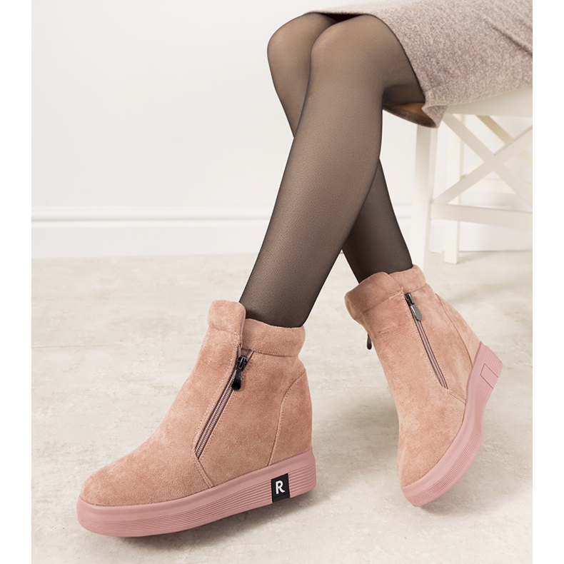 Rózsaszín női csizma a Brousse wedge-en 1