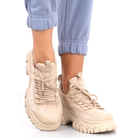 Huggy Khaki magas talpú sportcipő bézs 1