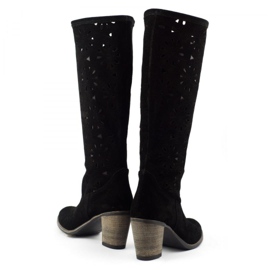 Olivier Fekete magas sarkú áttört csizma 3