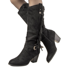 Fekete meleg csizma Voisine csíkokkal 1