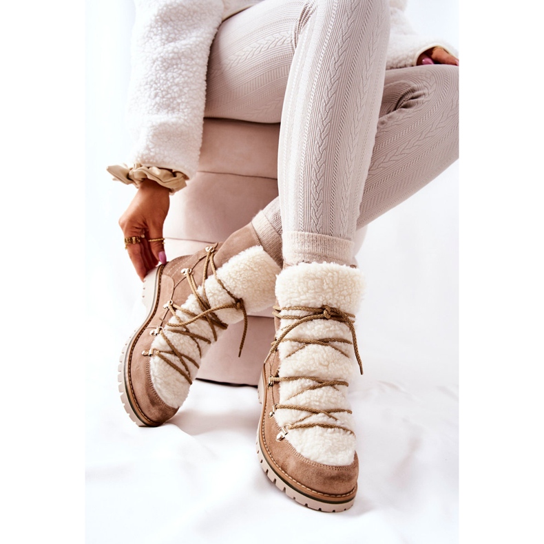 Meleg csizma Trappers Beige Jiliana bézs 2