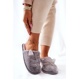 PE1 Fényes cicapapucs szürke Kaisy fülekkel ezüst 1