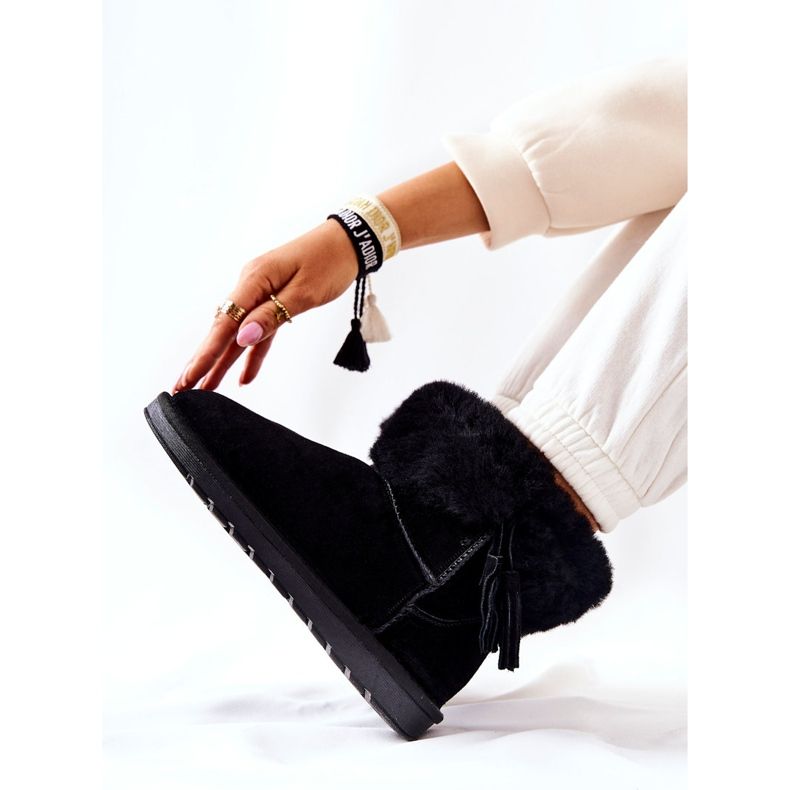 FS1 Mukluki Meleg hócsizma Fringes Black Sorella fekete 2