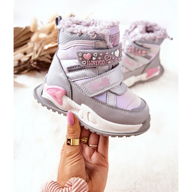 PJ2 Gyermek meleg hócsizma ezüst-rózsaszín hideg ibolya 2