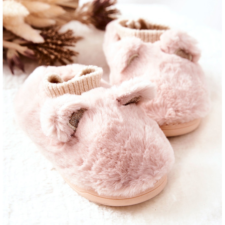 Meleg Papucs Bordázott Világos rózsaszín Dessi bézs 2