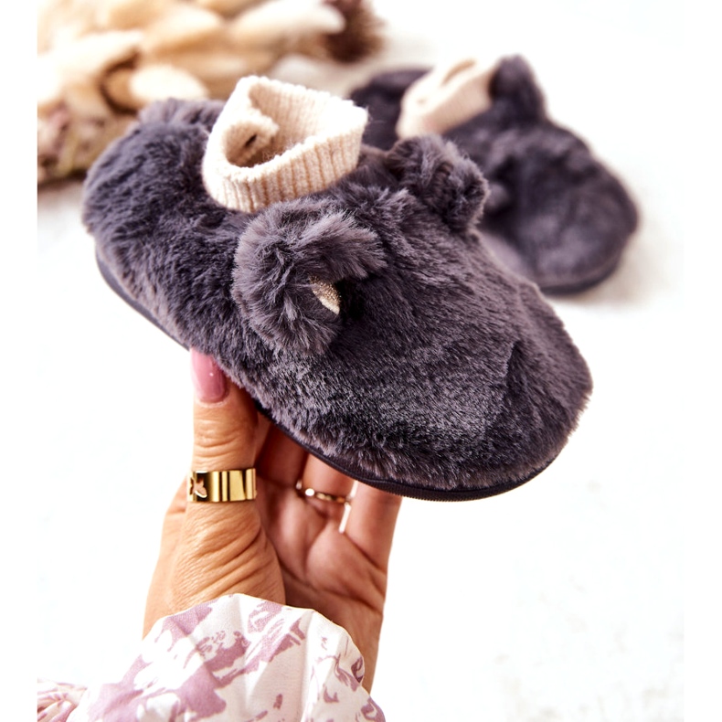 Meleg papucs bordázott sötétszürke Dessivel 1