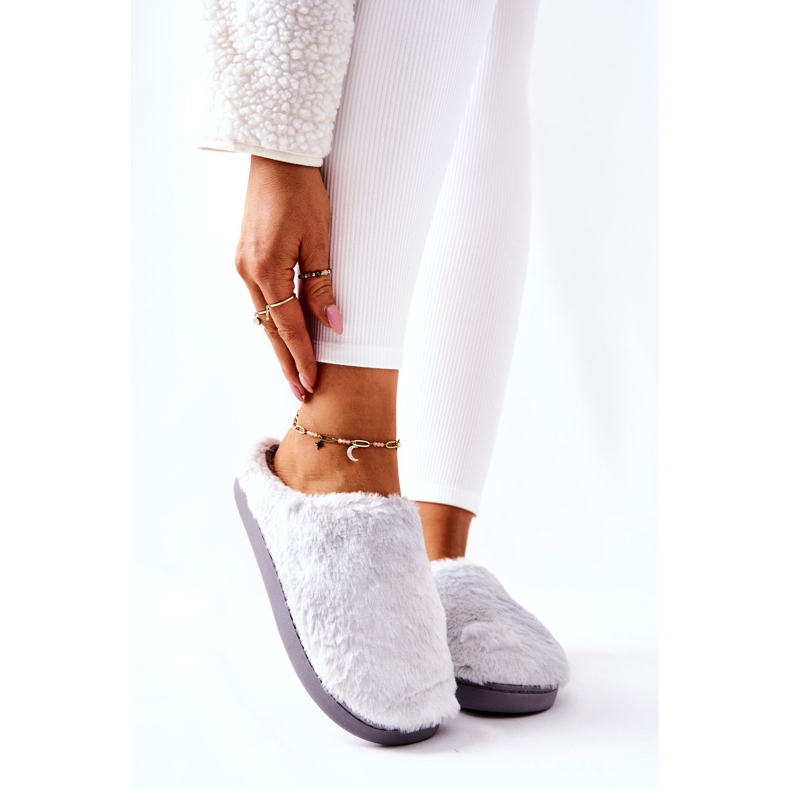 WJ1 Meleg szőrme papucs világosszürke Mecy 1