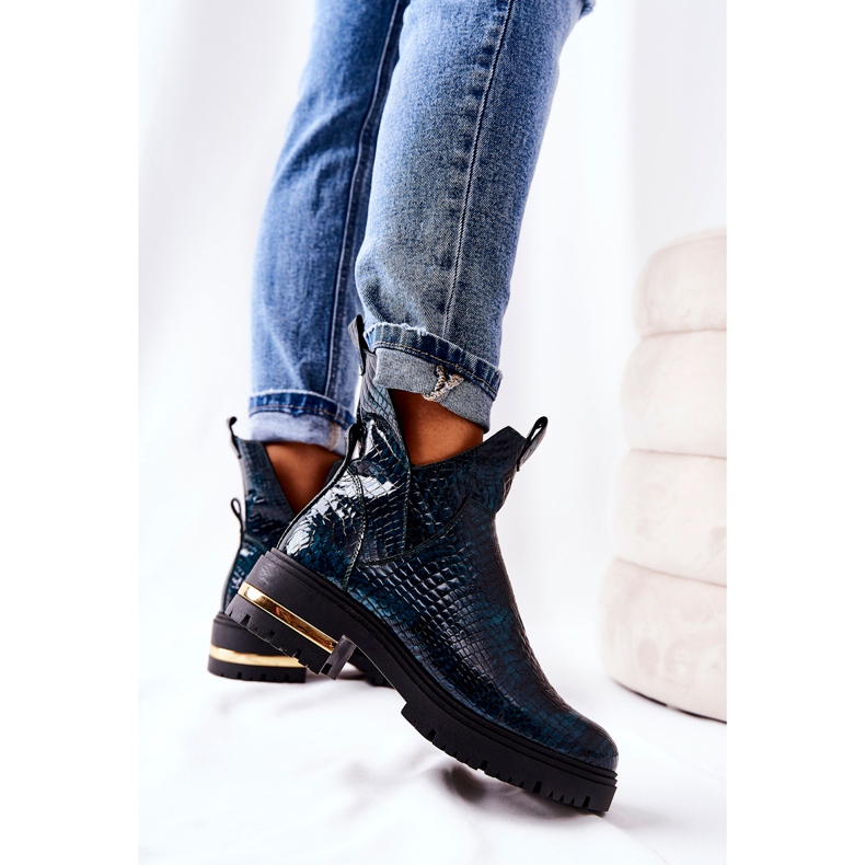 PA2 Zöld Tanya Crocodile meleg bőrcsizma 2