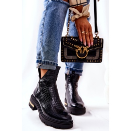 PA2 Bőr csizma meleg krokodil fekete Tanya 1