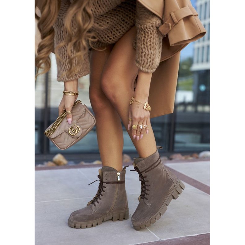 Női bőr velúrcsizmák DK. Bega Nicole bézs 2