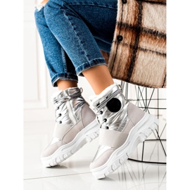 TRENDI Alkalmi hócsizma ezüst szürke 1