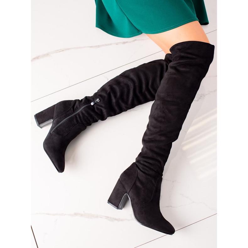 Super Me Klasszikus magas sarkú csizma fekete 1