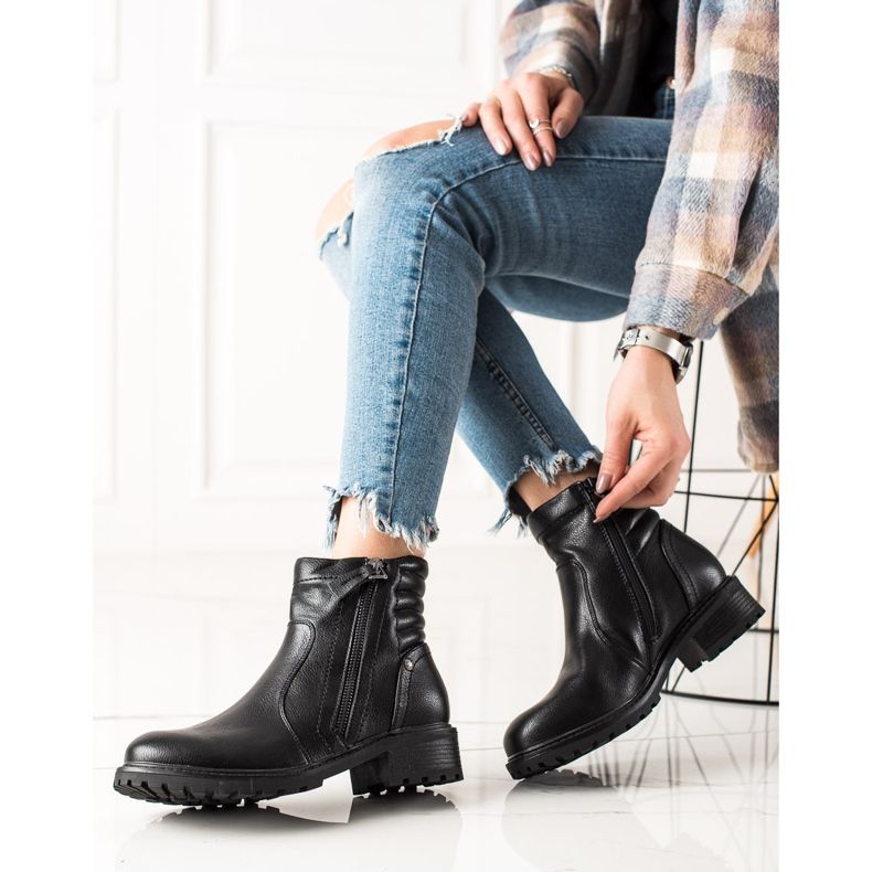 Evento Klasszikus csizma dekoratív cipzárral fekete 1