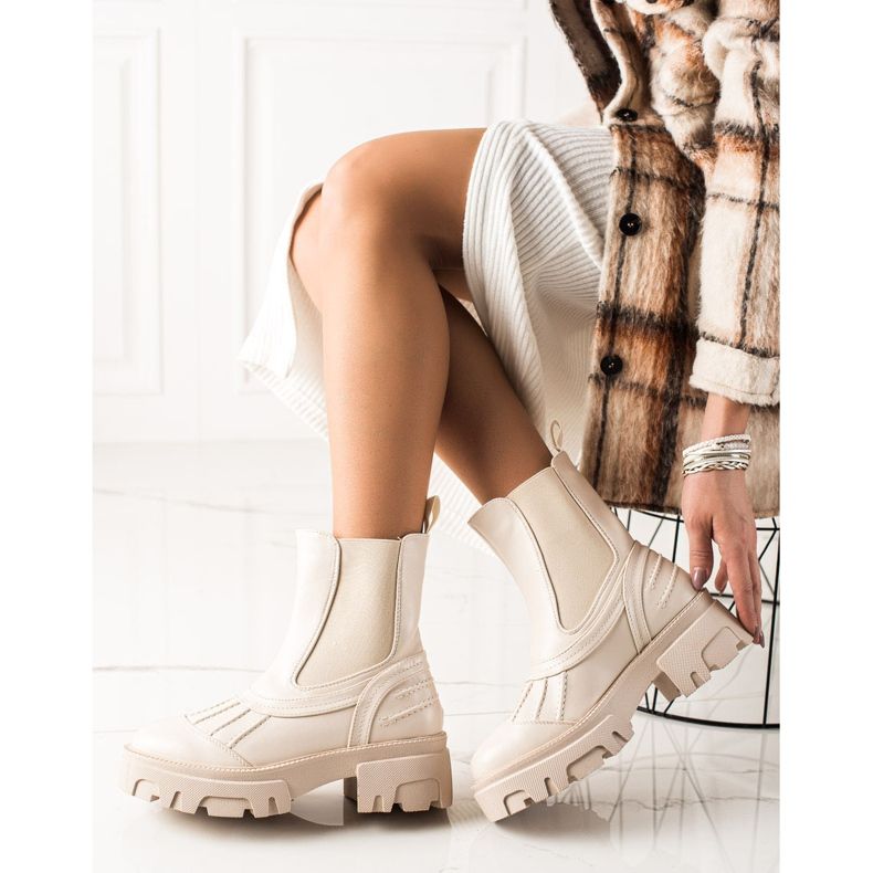 Seastar Bézs színű felbújós csizma 2