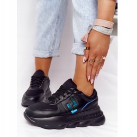 LU BOO Női sportcipő a platformon fekete 4