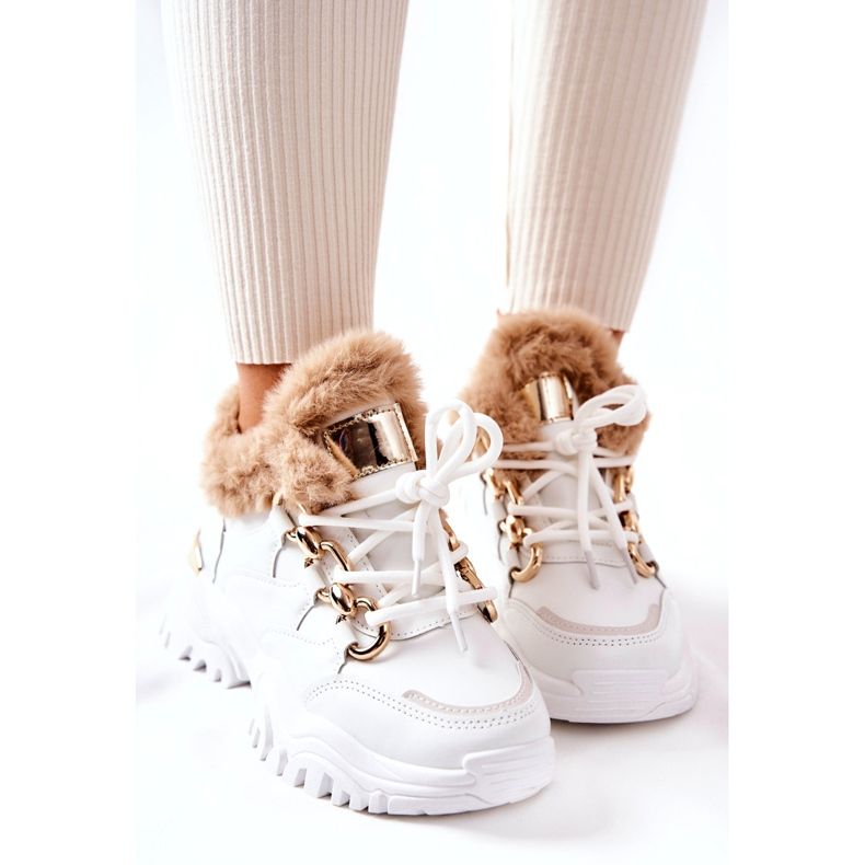 PM1 White Shiney szigetelt bőr sportcipő fehér 3