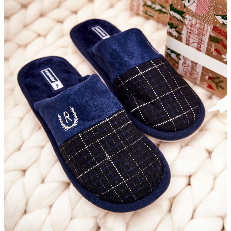 WJ1 Meleg kockás papucs Sötétkék Blase 2