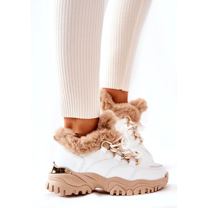 PM1 Bőr szigetelt sportcipő fehér és bézs fényes 2