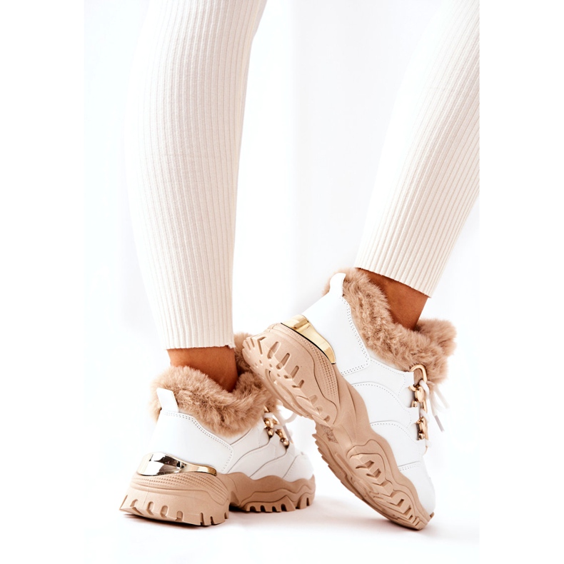 PM1 Bőr szigetelt sportcipő fehér és bézs fényes 3