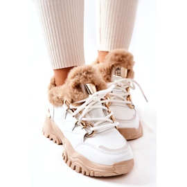 PM1 Bőr szigetelt sportcipő fehér és bézs fényes 4