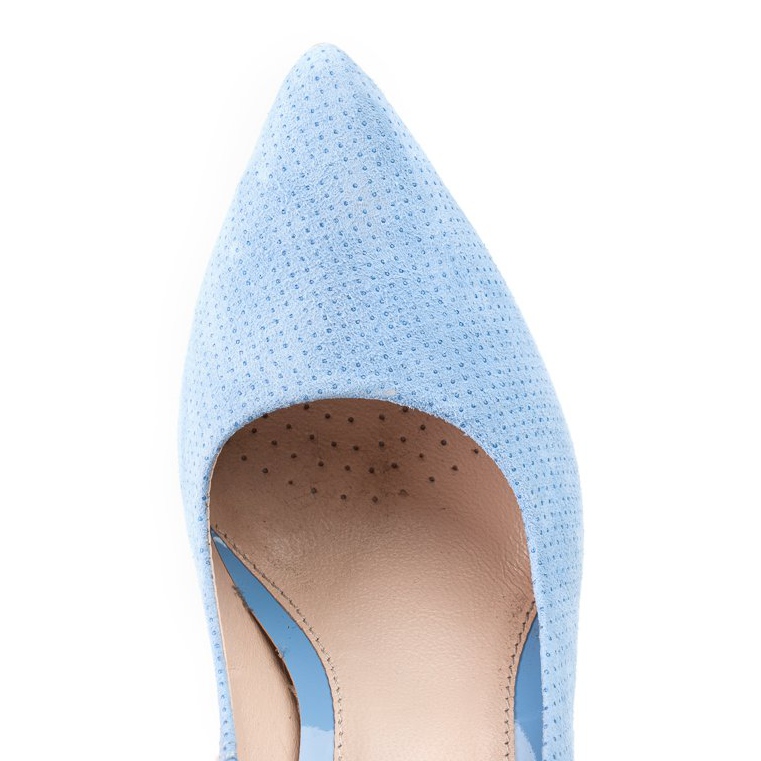 Marco Shoes Kék velúr bőr pumpák 3D pontokkal 2