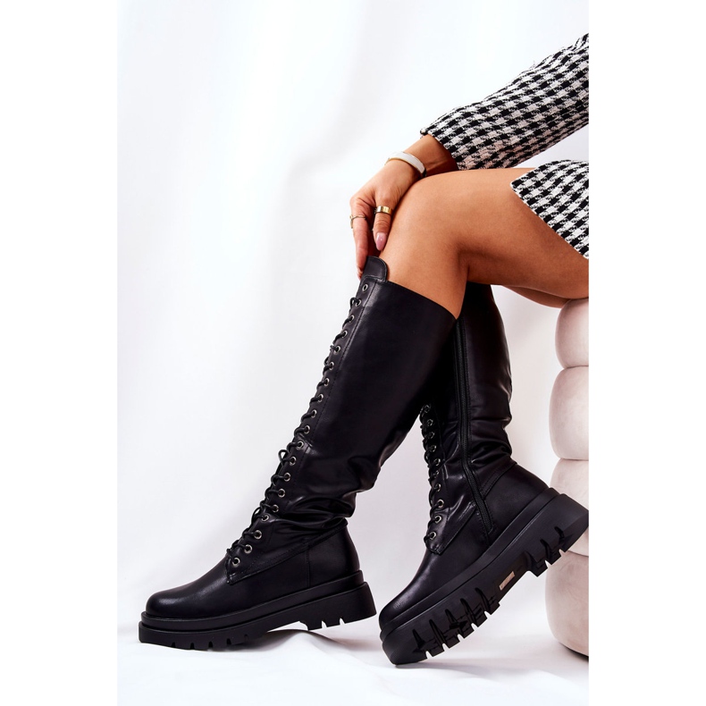 PG2 Magas meleg, kötött fekete Kannies csizma 1