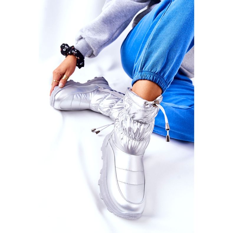 PE1 Női ezüst Starbone meleg hócsizma cipzárral 2