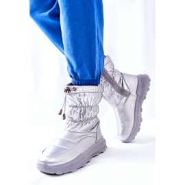 PE1 Női ezüst Starbone meleg hócsizma cipzárral 4