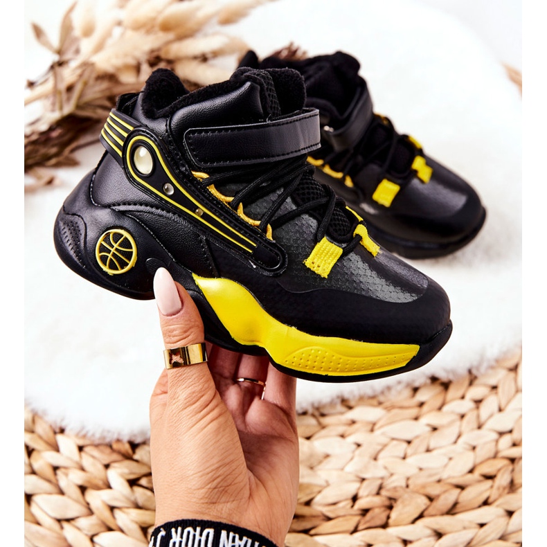 PJ2 Gyermek fekete meleg hócsizma Herry sárga 1