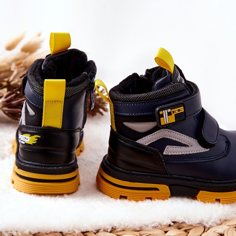 PJ2 Gyermek meleg csizma tépőzáras sötétkék Fruzio-val 2