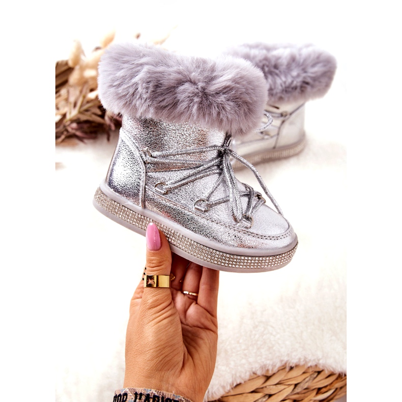 FR1 Gyermek hócsizma szőrmével Silver Grandis ezüst 3