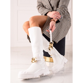 Diamantique Csizma Divat Díszítéssel fehér 1