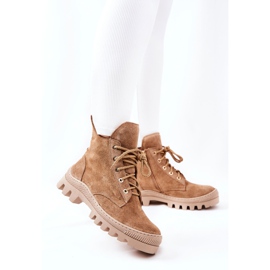 PF1 Meleg Velúr csizma Trappers Camel Cressid bézs 2