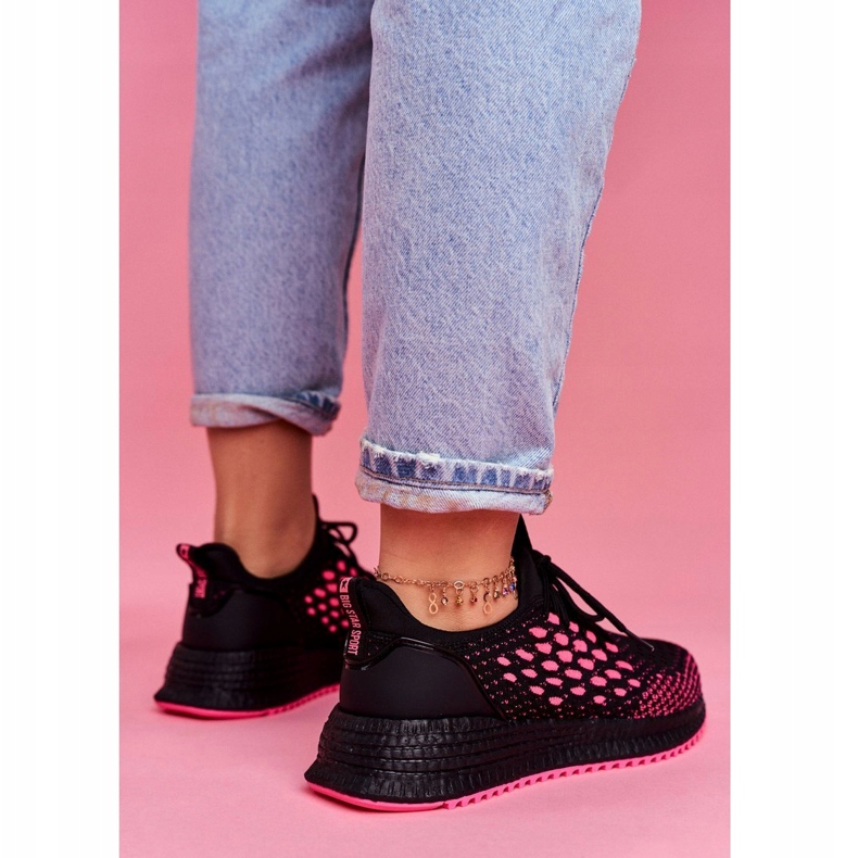 Női sportcipő Cipők Big Star Black Fuchsia FF274964 fekete rózsaszín 4