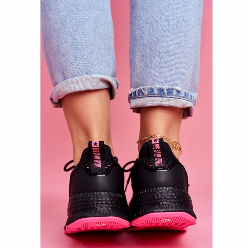 Női sportcipő Cipők Big Star Black Fuchsia FF274964 fekete rózsaszín 5