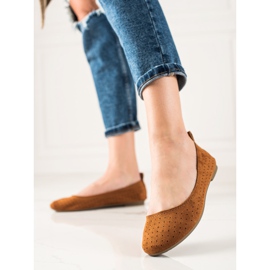 TRENDI Kényelmes áttört balerinák barna 1