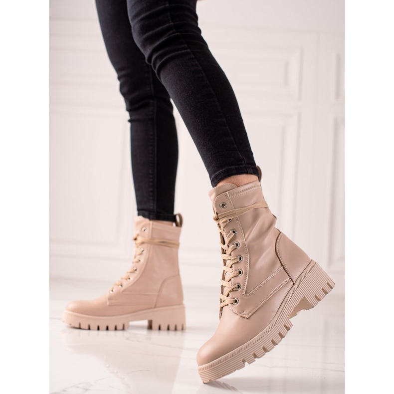 Diamantique Klasszikus fűzős trapperek bézs 1