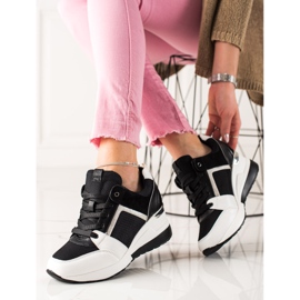 TRENDI Könnyű ék cipők fehér fekete 1