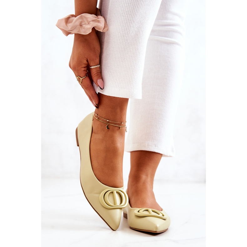 PS1 Bőr balerinák Rachelle élénkzöld spitzében sárga 2