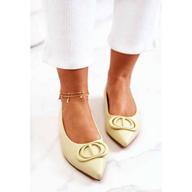 PS1 Bőr balerinák Rachelle élénkzöld spitzében sárga 1