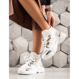 TRENDI Divat Cipők fehér ezüst szürke 1