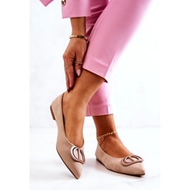 PS1 Velúr balerinák Spitz Beige Neriso színben bézs 2