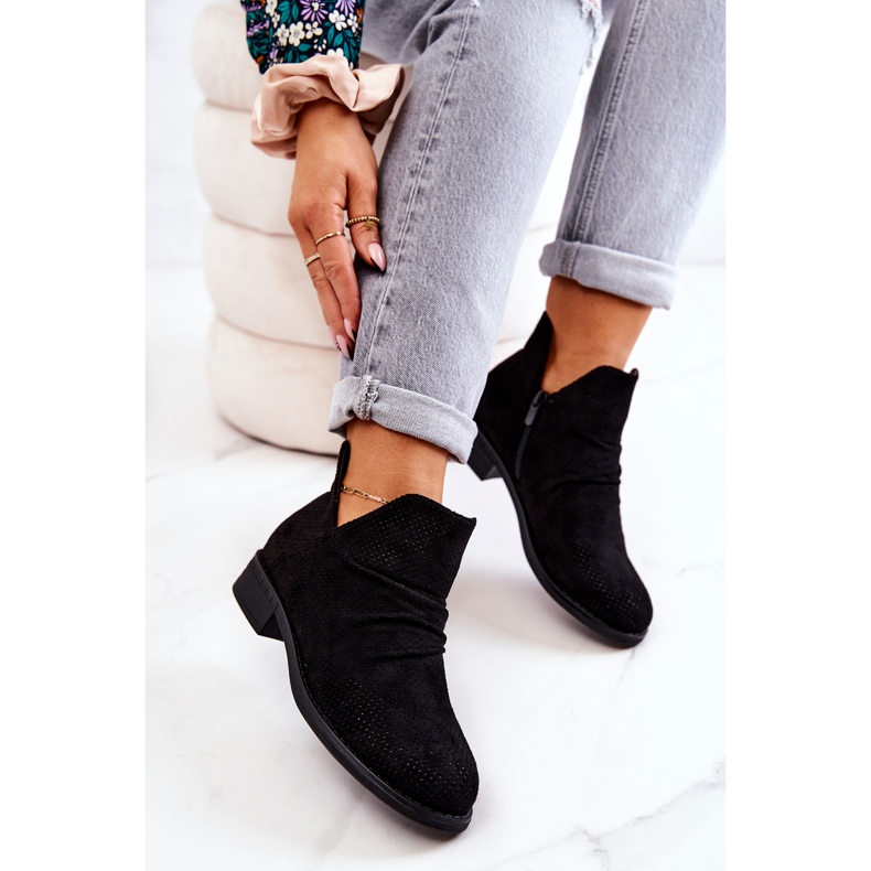 PS1 Áttört gyűrött csizma Fekete Cynthia 2