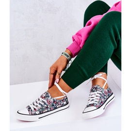 FS2 Alacsony tornacipő zöld Desiree virágokkal 1