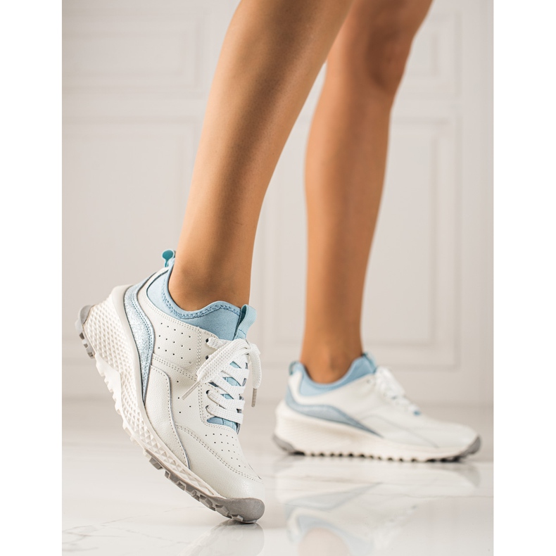 Goodin Stílusos bőr cipők fehér kék 1