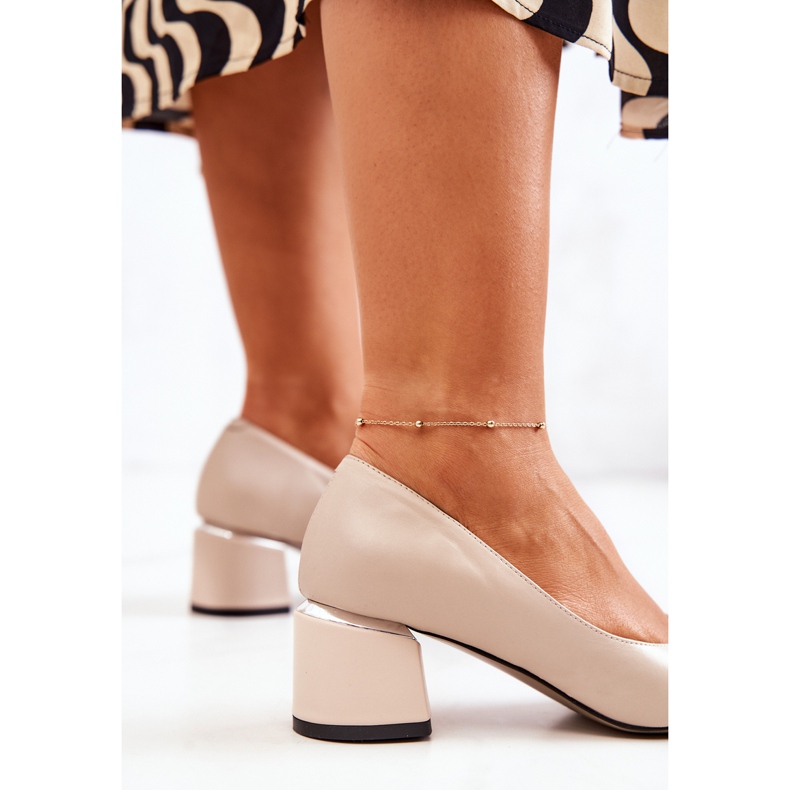 PA2 Bőr szivattyúk lábujj In Spitz Beige Marilyn bézs 1